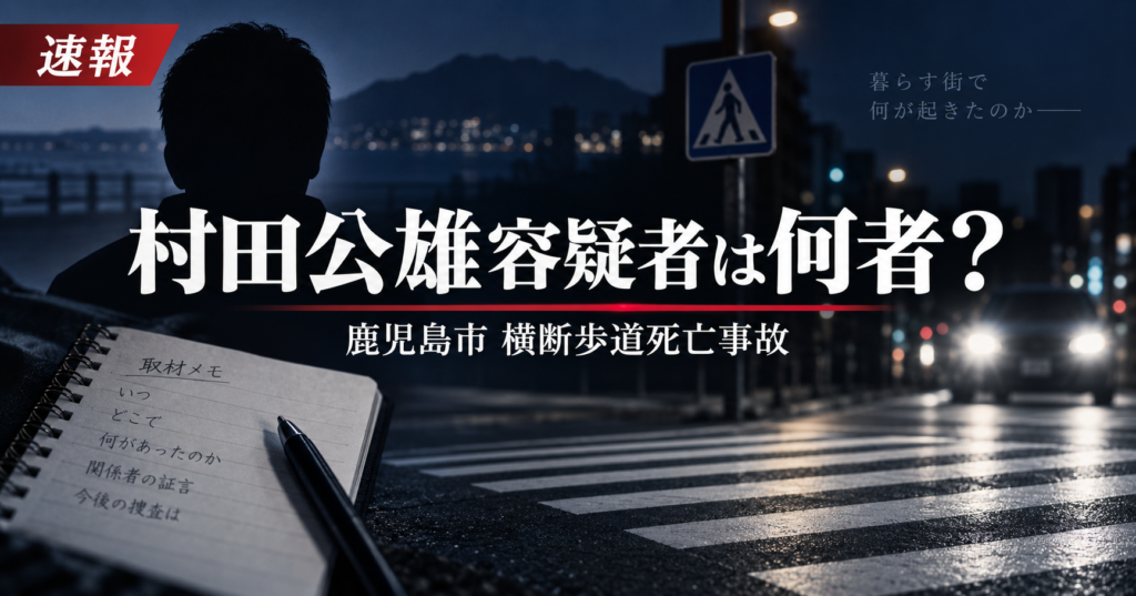 村田公雄容疑者は何者？経歴・プロフィールと鹿児島市横断歩道死亡事故を調査!