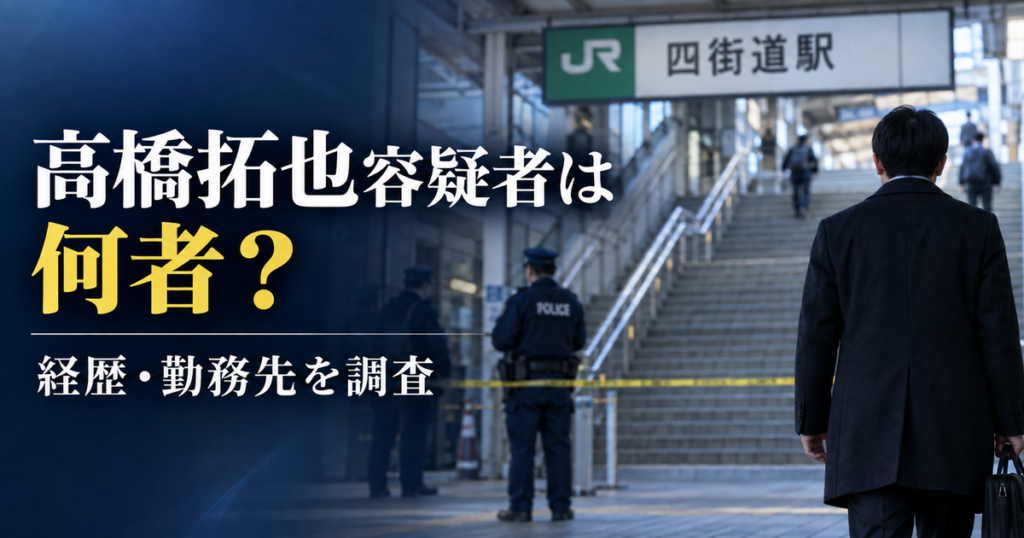 高橋拓也容疑者の経歴・勤務先を調査した記事のアイキャッチ画像